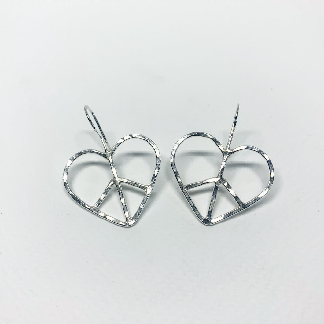 Heart Shaped Peace Sign Earrings - Small