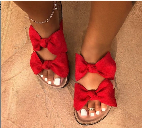 Bowknot Flat Rhinestone Women Sandals