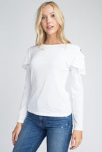 Load image into Gallery viewer, Women&#39;s Cold Shoulder Ruffle Long Sleeve Top
