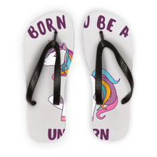 Load image into Gallery viewer, Born to be a unicorn Adult Flip Flops
