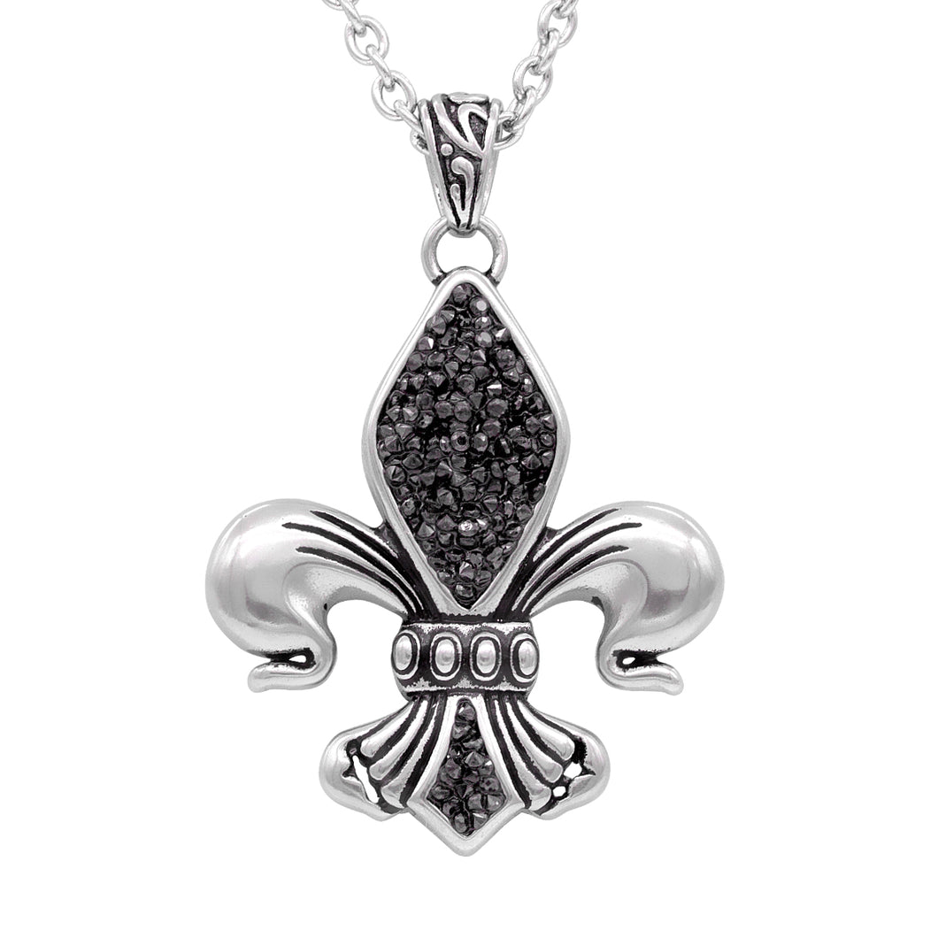 black & bright fleur-de-lis necklace