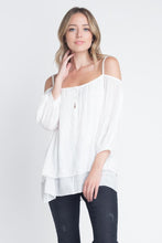 Load image into Gallery viewer, Women&#39;s 3/4 Sleeve Cold Shoulder Buttoned Top
