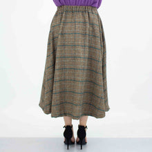 Load image into Gallery viewer, Plaid Flare Midi Skirt with Side Pockets - Blue
