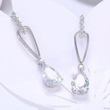 Load image into Gallery viewer, 1.00 Ct Pear Cut Drop Earring in 18K White Gold Plated
