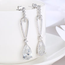 Load image into Gallery viewer, 1.00 Ct Pear Cut Drop Earring in 18K White Gold Plated
