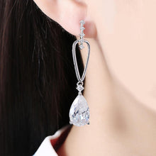 Load image into Gallery viewer, 1.00 Ct Pear Cut Drop Earring in 18K White Gold Plated
