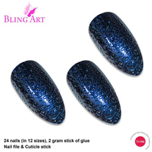 Load image into Gallery viewer, False Nails by Bling Art Blue Purple Water Almond Stiletto Acrylic 24
