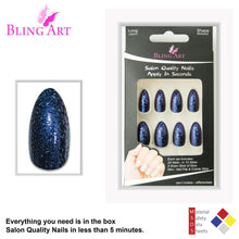 Load image into Gallery viewer, False Nails by Bling Art Blue Purple Water Almond Stiletto Acrylic 24
