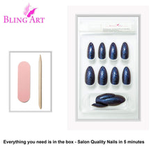 Load image into Gallery viewer, False Nails by Bling Art Blue Purple Water Almond Stiletto Acrylic 24
