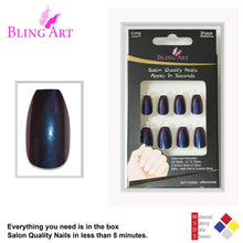 Load image into Gallery viewer, False Nails by Bling Art Blue Purple Chameleon Ballerina Coffin 24
