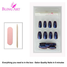 Load image into Gallery viewer, False Nails by Bling Art Blue Purple Chameleon Ballerina Coffin 24
