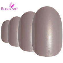 Load image into Gallery viewer, False Nails by Bling Art Beige Glitter Oval Medium Fake Acrylic 24
