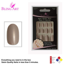 Load image into Gallery viewer, False Nails by Bling Art Beige Glitter Oval Medium Fake Acrylic 24
