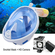 Load image into Gallery viewer, Full Face Snorkel Mask with Optional HD 1080P Action Sports Camera

