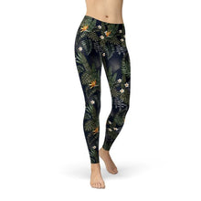 Load image into Gallery viewer, Womens Bird of Paradise Black Leggings
