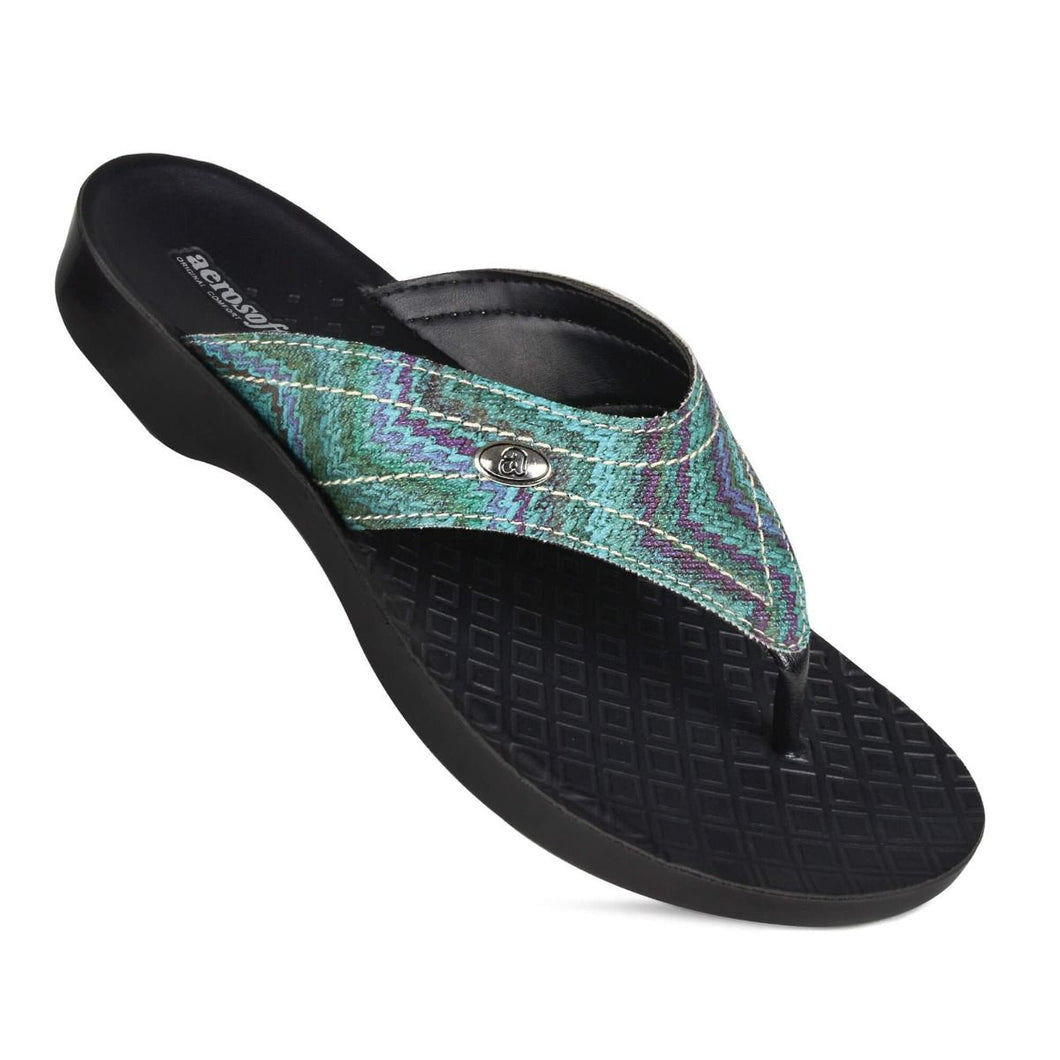 AEROSOFT - Jute Vibrant Strap Comfortable Toe Post Summer Flip Flops