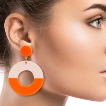 Load image into Gallery viewer, Neon Orange Round Earrings
