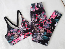 Load image into Gallery viewer, Seamless Floral Print Gym Yoga Set Fashion Fitness Vest Crop Top
