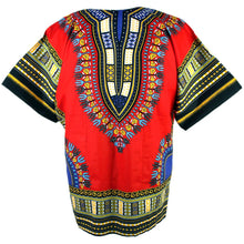 Load image into Gallery viewer, Red African dashiki unisex shirt, African clothing women dress shirt
