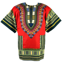 Load image into Gallery viewer, Red African dashiki unisex shirt, African clothing women dress shirt
